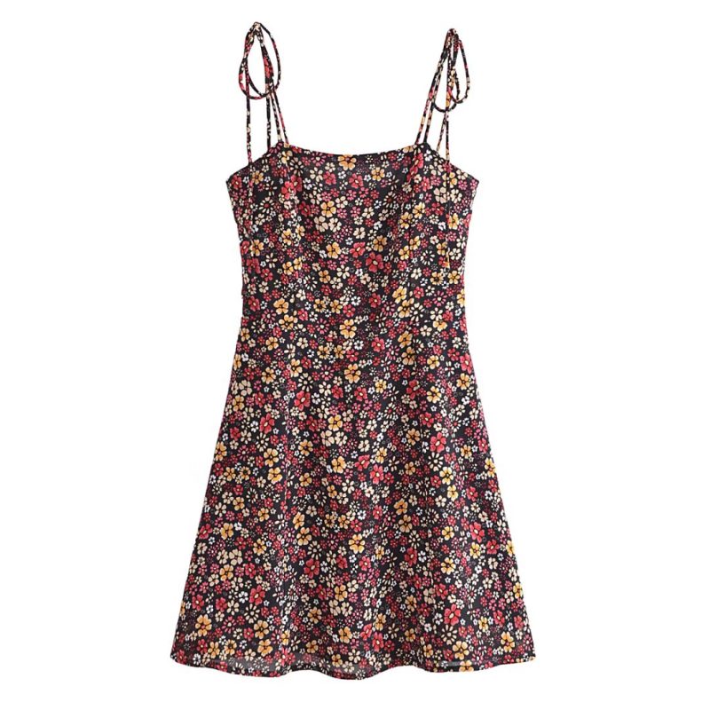 Summer Floral Waist-Controlled Slim Holiday Dress