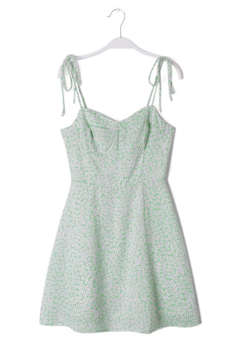 Sweet Spring Printed A-Line Suspender Dress