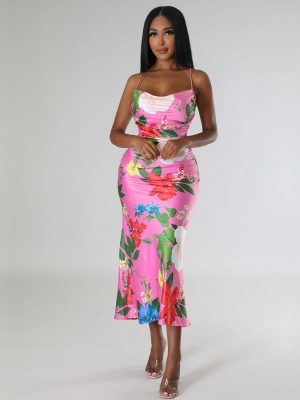 Elegant Sleeveless Printed Backless Dress for Summer
