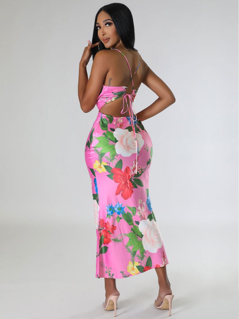 Elegant Sleeveless Printed Backless Dress for Summer - Image 2