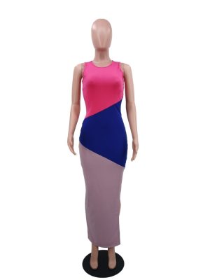 Women’s Casual Contrast Color Short Sleeve Dress