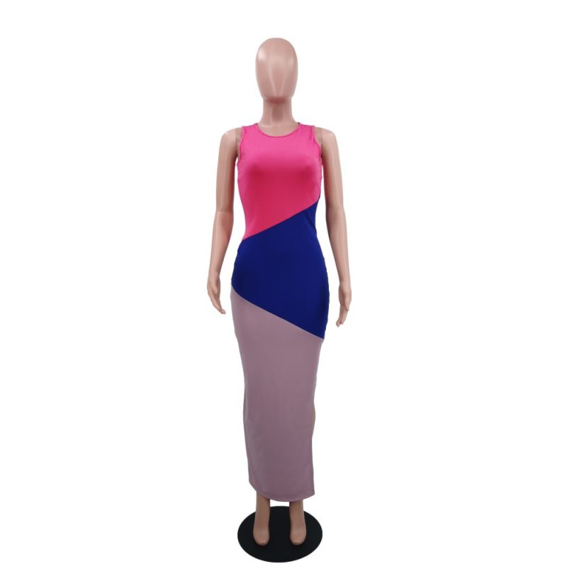 Women’s Casual Contrast Color Short Sleeve Dress