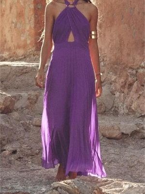 Autumn Street Open Small Pleated Midi Dress