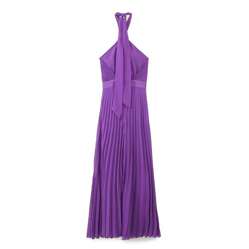 Autumn Street Open Small Pleated Midi Dress - Image 3