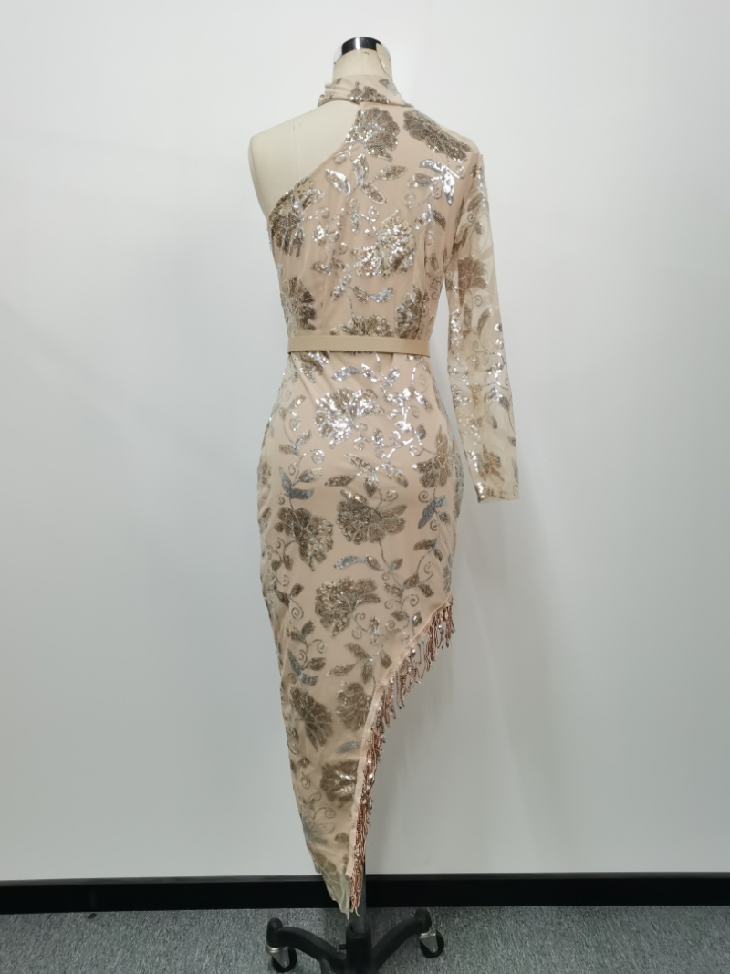 Women’s Sequin V Neck Fall Winter Cocktail Dress - Image 2