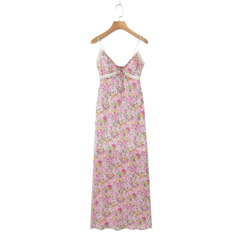 Chic Women’s Slim Fit Lace Stitching Maxi Dress - Image 3