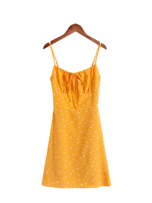 Lace-Up Chest Floral Dress for Summer Vacations