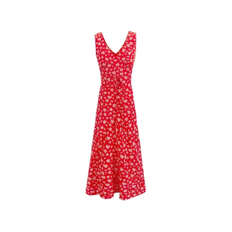 V-Neck Slim Fit Printed Spring Dress - Image 2