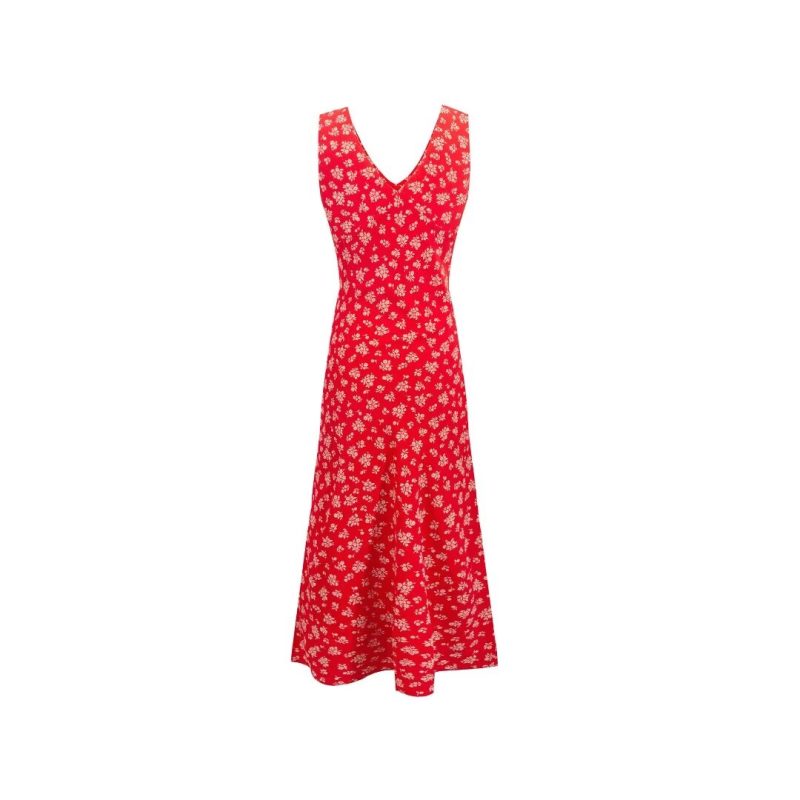 V-Neck Slim Fit Printed Spring Dress - Image 3