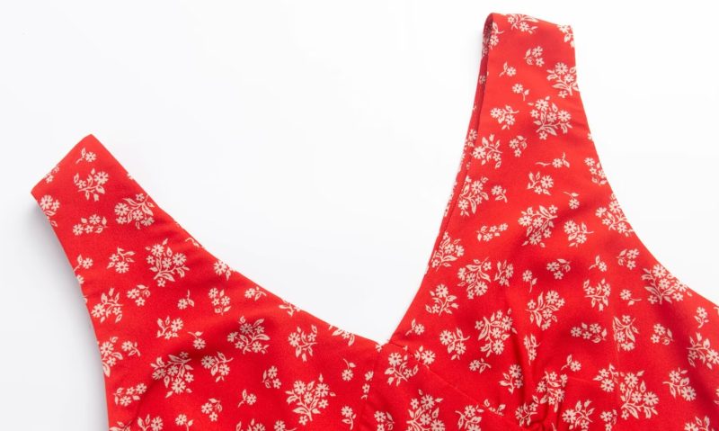 V-Neck Slim Fit Printed Spring Dress - Image 4