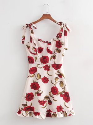 Strappy Floral French Dress for Summer Days