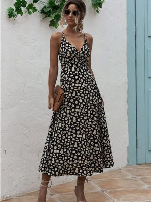 Summer Little Daisy Backless Lace-Up Bow Dress