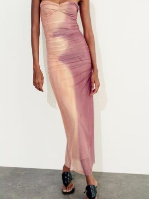 Women’s Summer Tube Top Printed Silk Sheath Dress