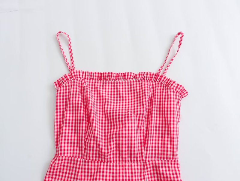 Cottagecore Plaid Suspender Dress for Summer - Image 3