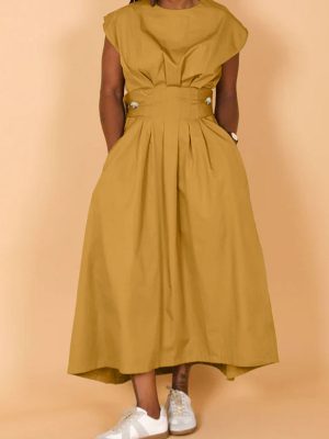 Women’s Solid Color Sleeveless Cutout Nylon Dress
