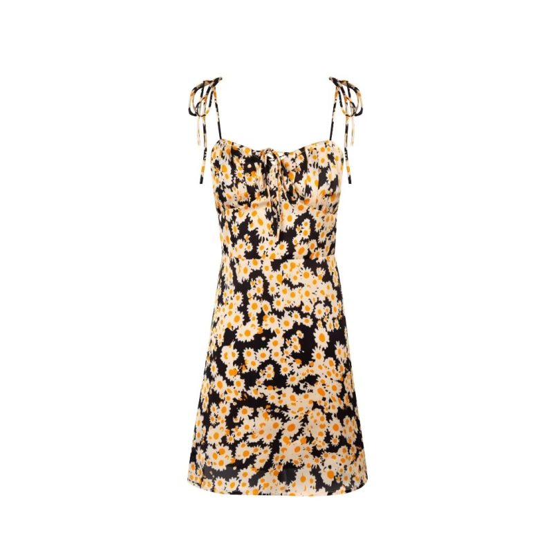 Black Background Dress with Bright Sunflowers - Image 2
