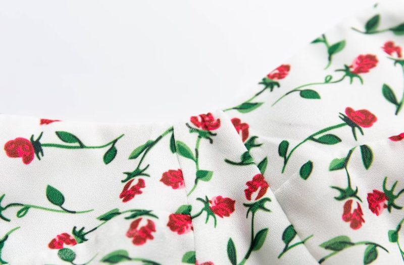 Fresh Floral Strap Dress with White Background - Image 3