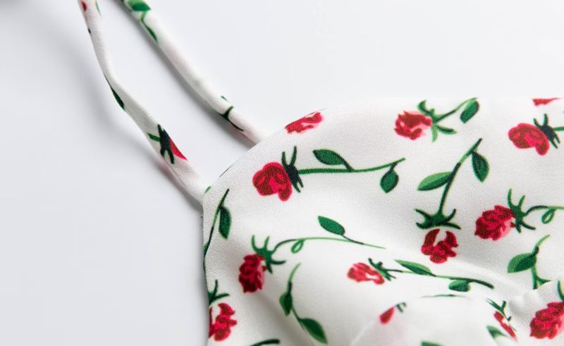 Fresh Floral Strap Dress with White Background - Image 4