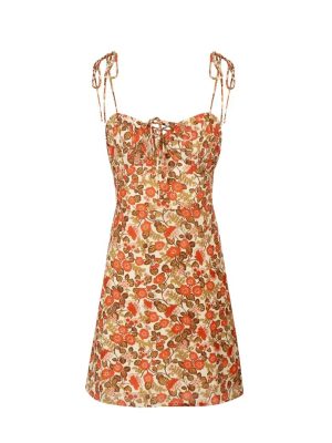 French Double Strap Lace-Up A-Line Summer Dress