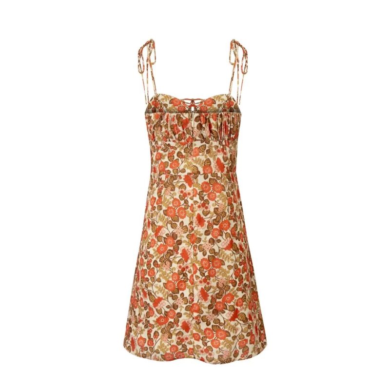 French Double Strap Lace-Up A-Line Summer Dress - Image 2