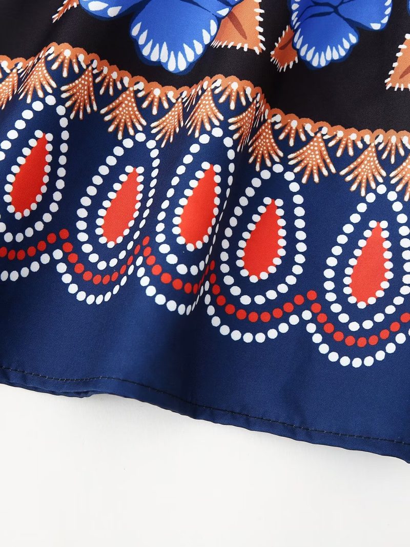 Women’s Printed Long Sleeve Casual Tiered Dress - Image 3