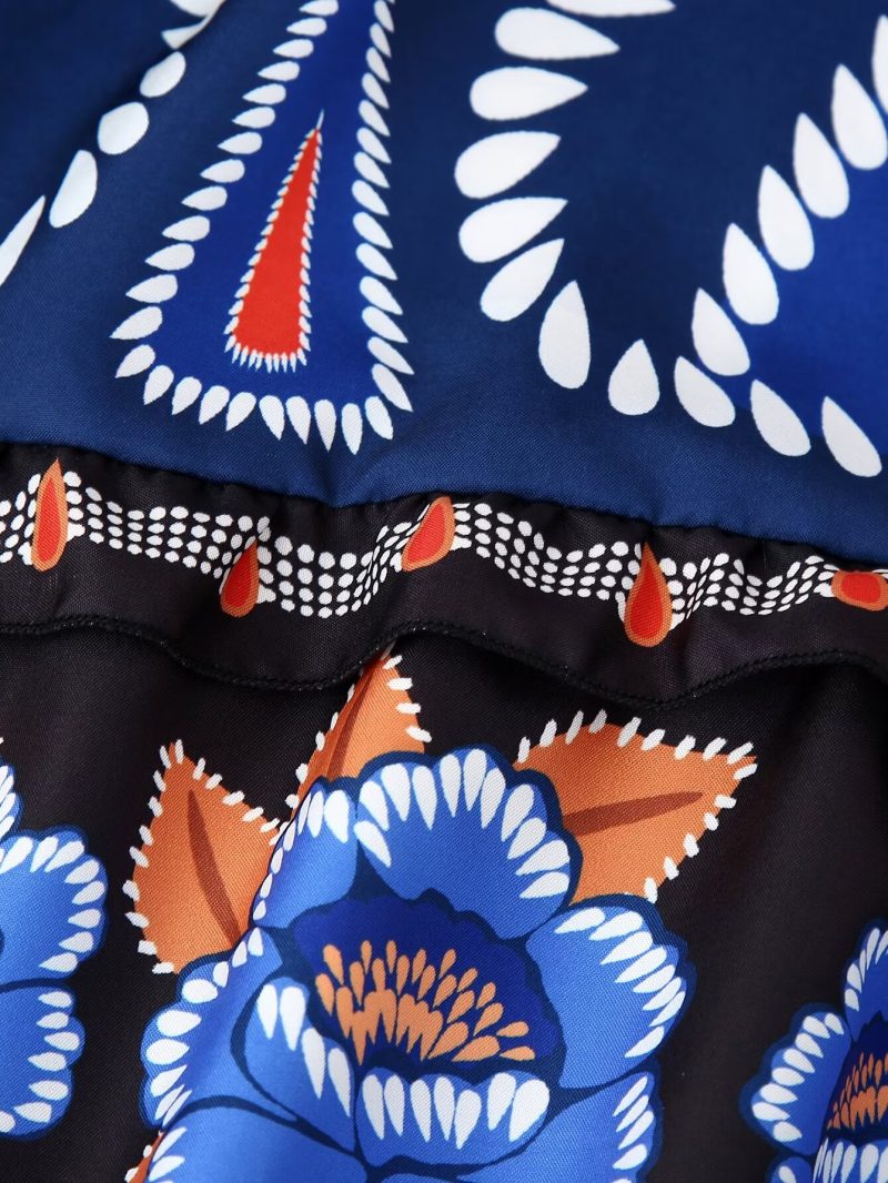 Women’s Printed Long Sleeve Casual Tiered Dress - Image 4