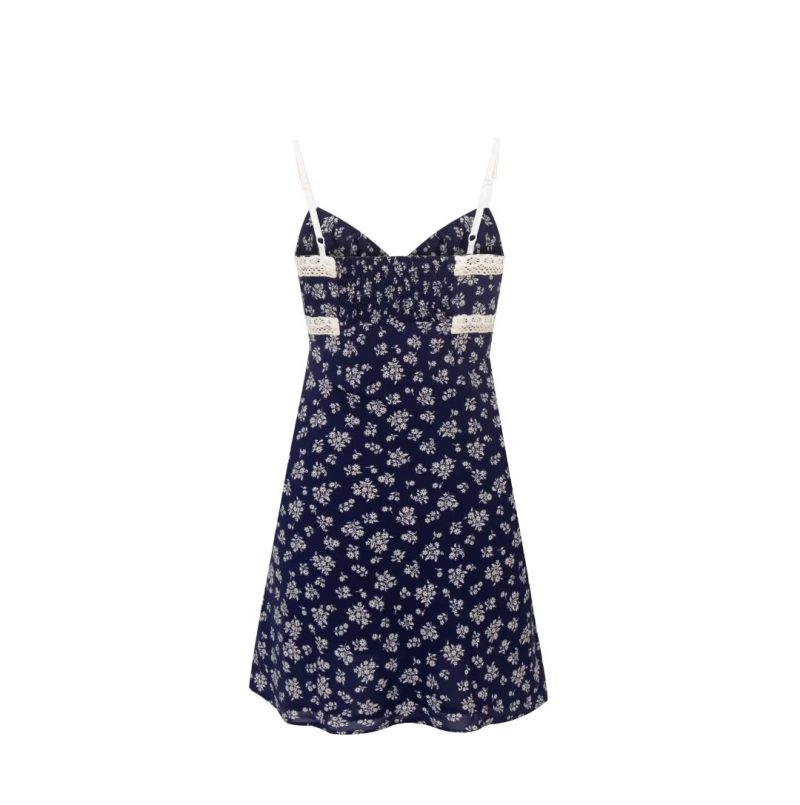 Pretty Spring Strap Dress with Lace Overlay - Image 2