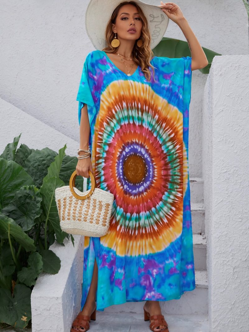 Summer V Neck Printed A Line Dress