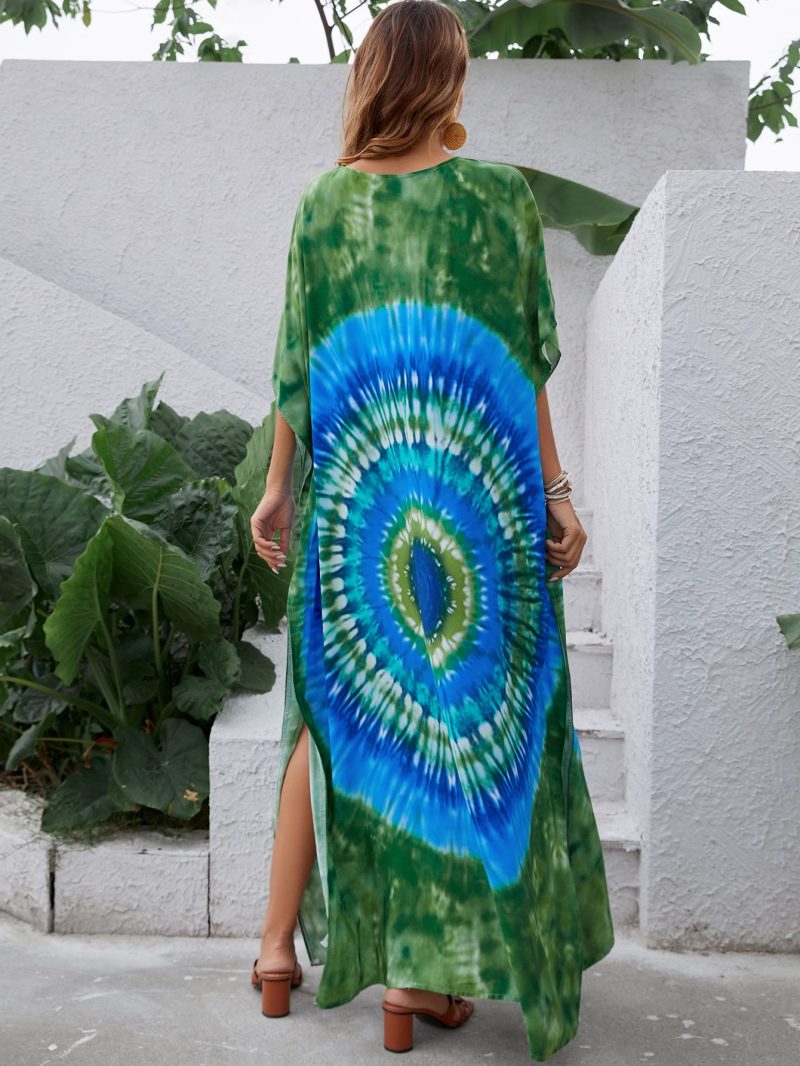 Summer V Neck Printed A Line Dress - Image 4