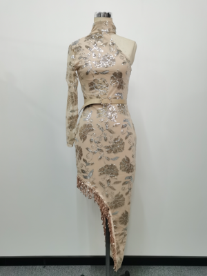 Women’s Sequin V Neck Fall Winter Cocktail Dress