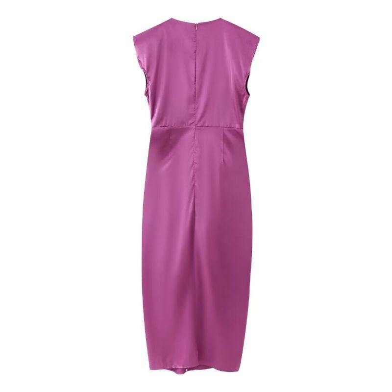 Stylish Women’s Satin Texture Slim Fit Sheath Dress - Image 4