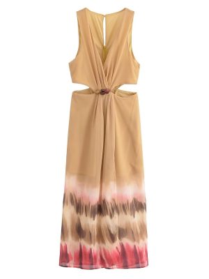 Summer Tie-Dye Open Design Midi Dress Women