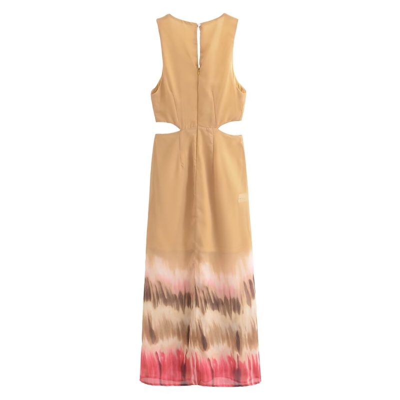 Summer Tie-Dye Open Design Midi Dress Women - Image 2