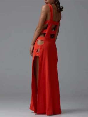 Trendy Summer Sleeveless Solid Color Sling Strap Dress