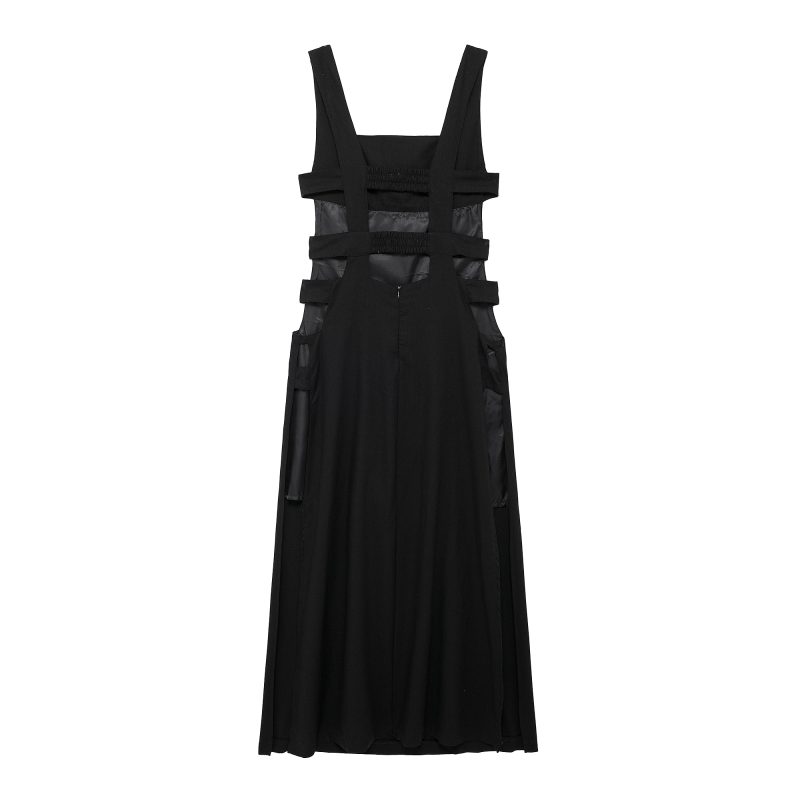 Trendy Summer Sleeveless Solid Color Sling Strap Dress - Image 3
