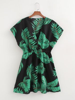 Spring Chiffon Strapless Printed Women’s Dress