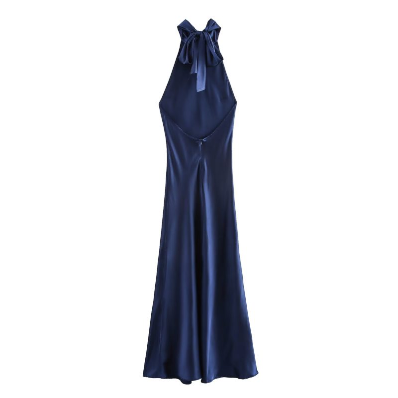 Classic Women’s Satin Texture Autumn Winter Maxi Dress - Image 4