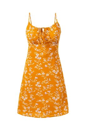Elegant Backless Floral A-Line Summer Dress