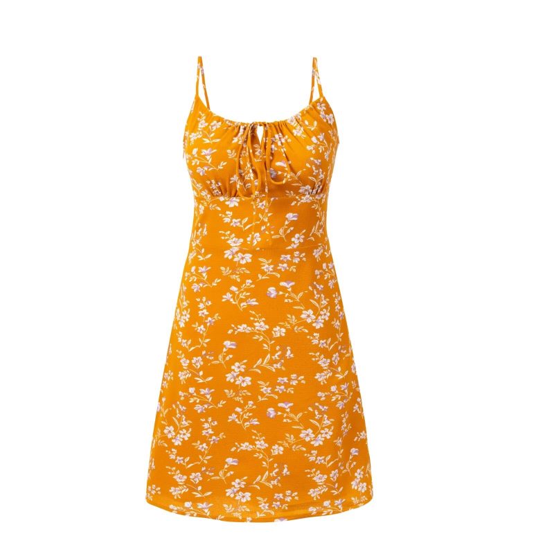 Elegant Backless Floral A-Line Summer Dress