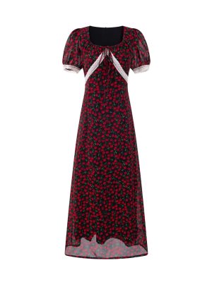Summer Small Floral Square Collar Puff Sleeve Dress