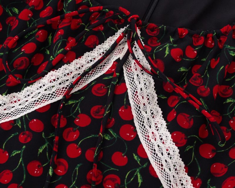 Summer Small Floral Square Collar Puff Sleeve Dress - Image 4