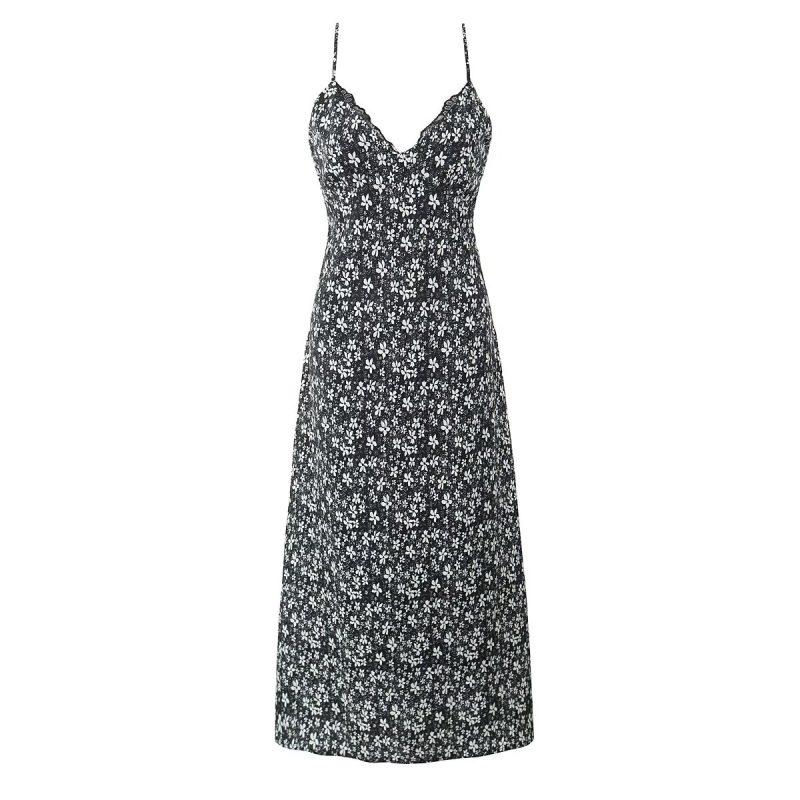 Spring Women’s Deep V Vintage Floral Maxi Dress - Image 2