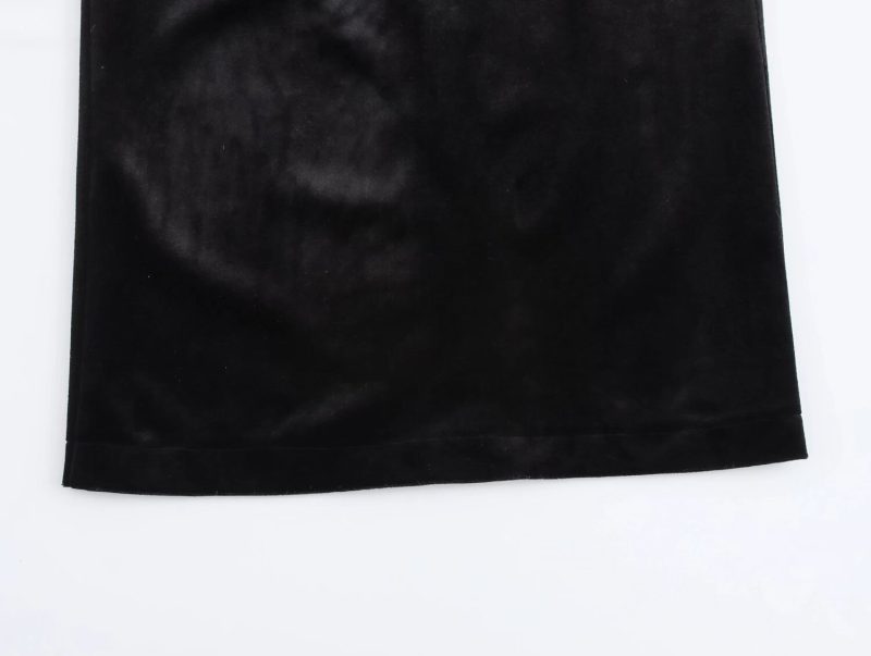 Spring Velvet Pleated Midi Dress for Women - Image 3
