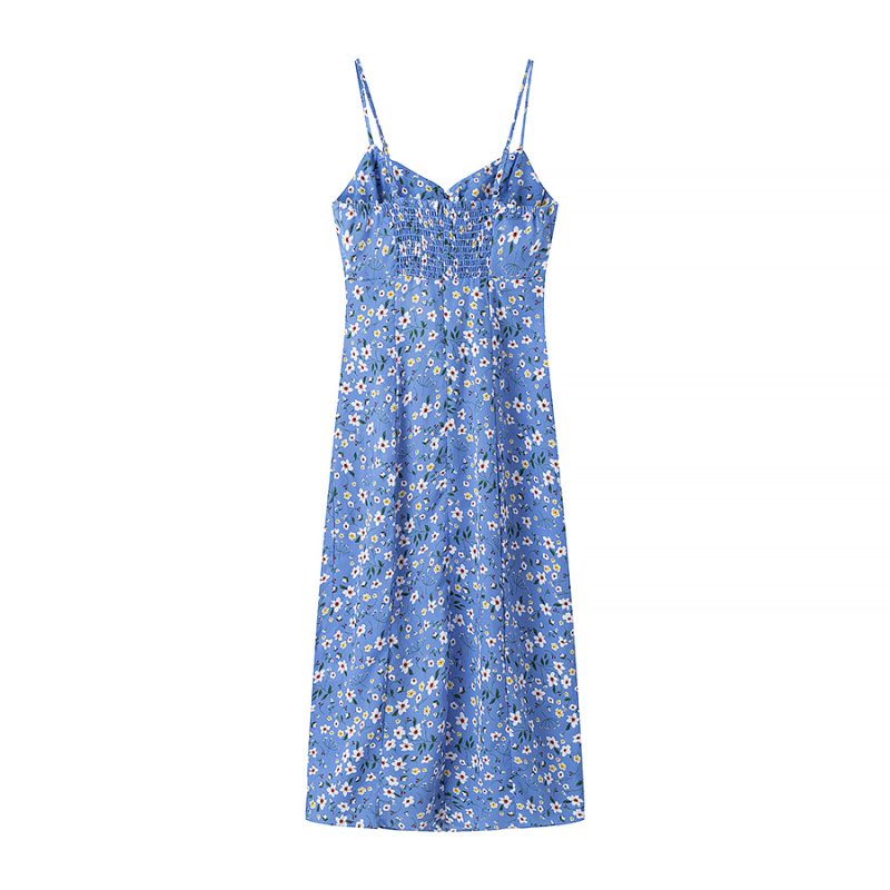 Summer Floral Strap Tube Top Lace Up Dress - Image 4