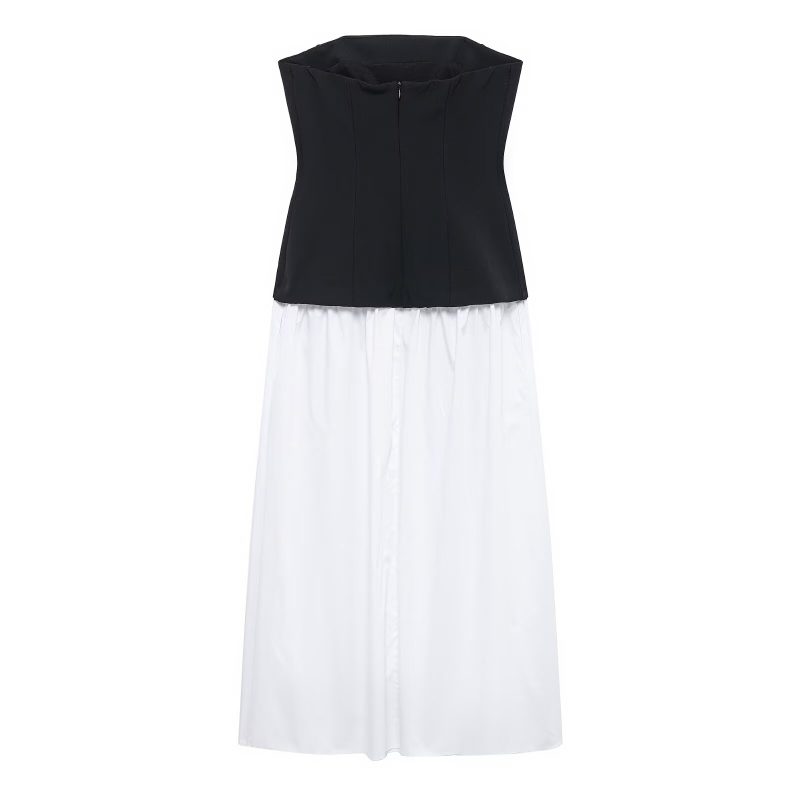 Spring Women’s Tube Top Contrast Color Maxi Dress - Image 4