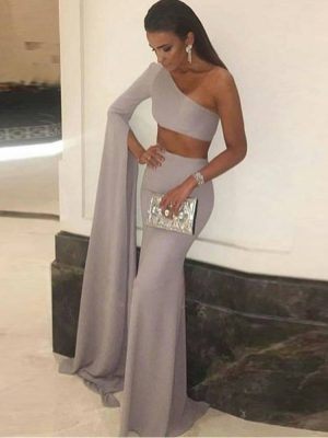 Summer One Shoulder Formal Cropped Sleeve Dress
