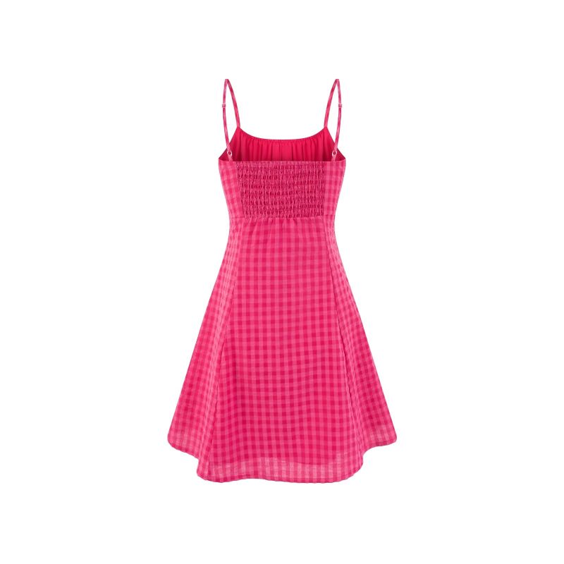 Plaid Suspender Dress with Bow Tie Neckline - Image 2