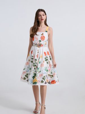 Printed Halter Dress Women’s Summer Vacation Style