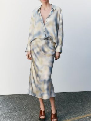 Silk Satin Tie-Dye Two-Piece Dress Set