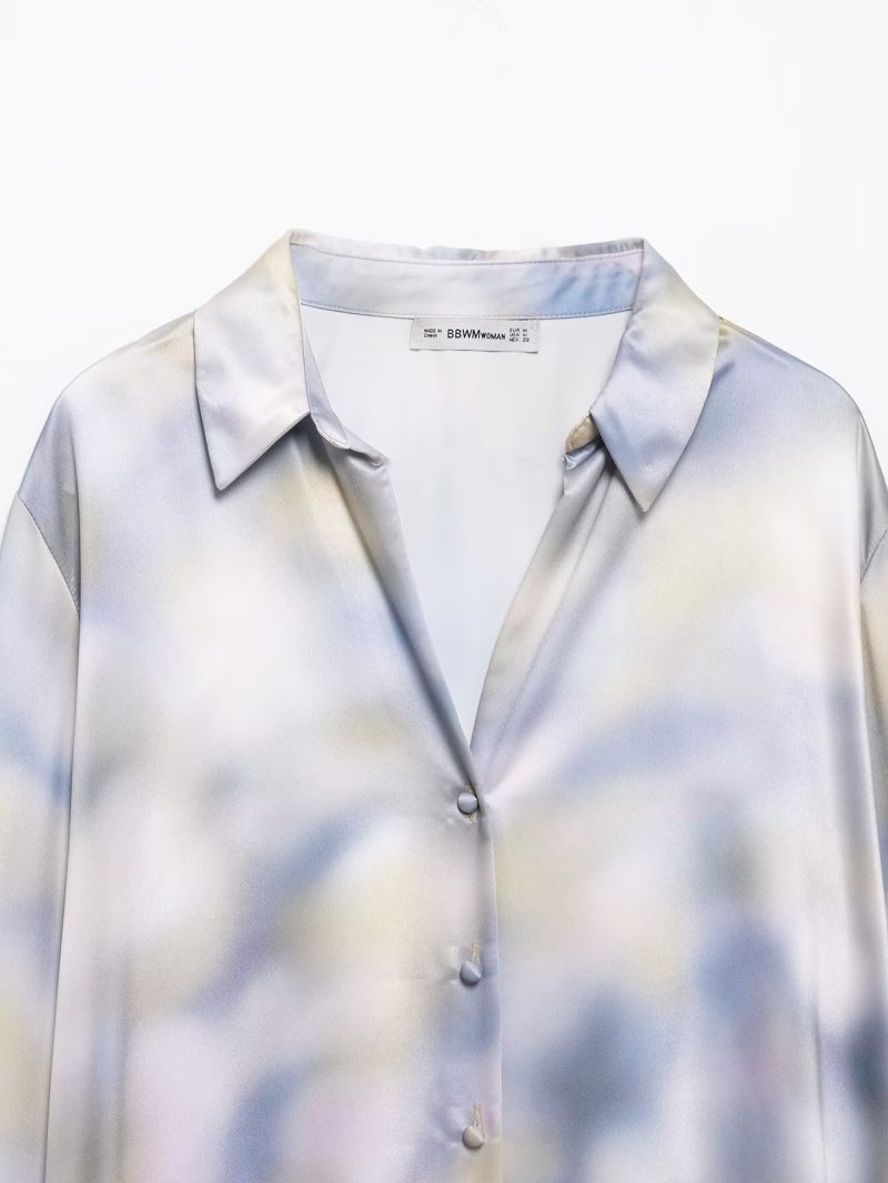Silk Satin Tie-Dye Two-Piece Dress Set - Image 3